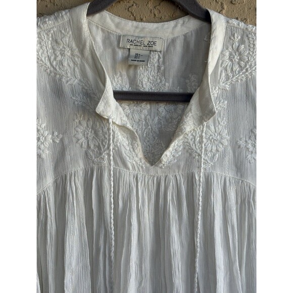 Rachel Zoe White Large Embroidered Etherial Glam Woman’s Angelic Blouse Boho - Picture 2 of 12